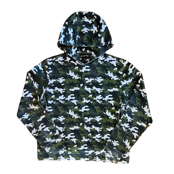 Michael Kors Men Large Green Camouflage Camo hoodie sweatshirt L pullover - Picture 1 of 7
